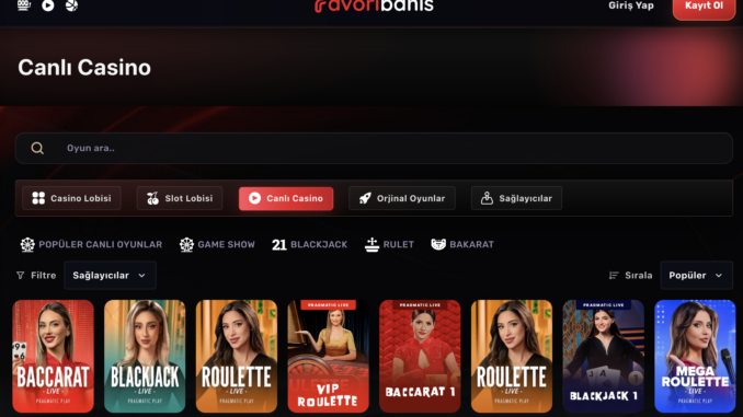 Favoribahis TV Oyunları İnceleme